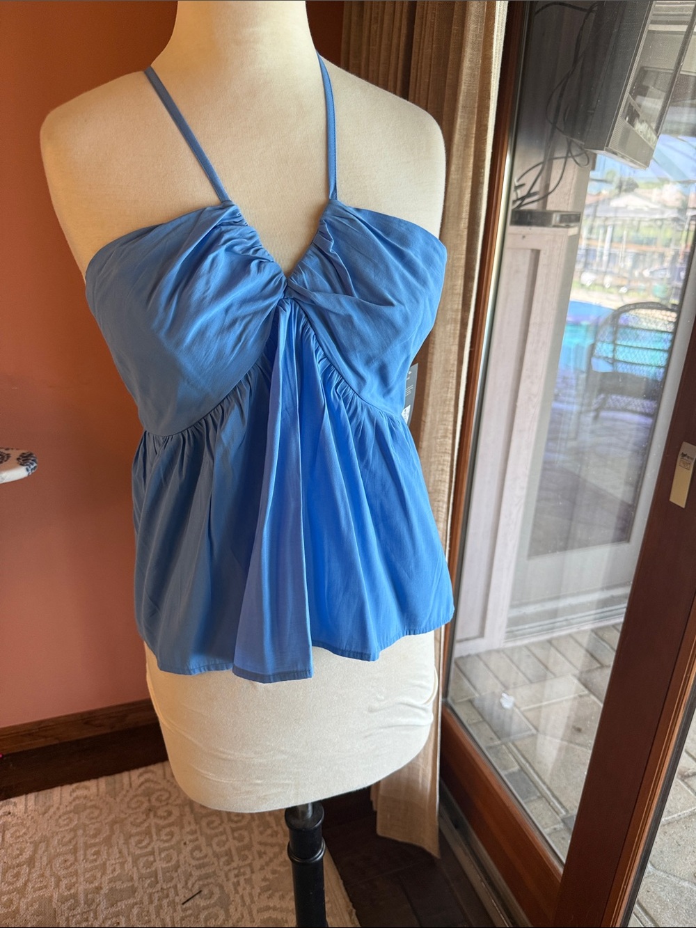 Universal Thread Blue Spaghetti-Strap Ruched Peplum Camisole